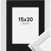 Ramme Stilren Hvid 15x20 cm - Passepartout Sort 11x15 cm