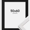 Ramme Stilren Hvid 50x60 cm - Passepartout Sort 40x50 cm