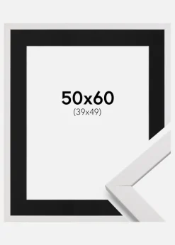 Ramme Stilren Hvid 50x60 cm - Passepartout Sort 40x50 cm