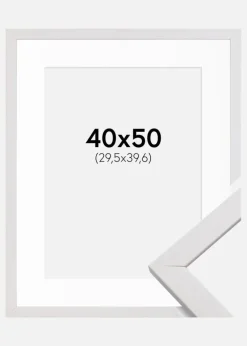 Ramme Stilren Hvid 40x50 cm - Passepartout Hvid 12x16 inches