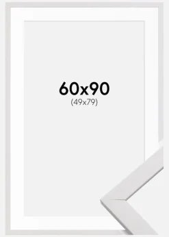 Ramme Stilren Hvid 60x90 cm - Passepartout Hvid 50x80 cm