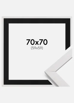 Ramme Stilren Hvid 70x70 cm - Passepartout Sort 60x60 cm
