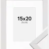 Ramme Stilren Hvid 15x20 cm - Passepartout Hvid 10x15 cm