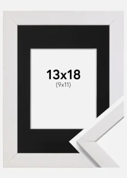 Ramme Stilren Hvid 13x18 cm - Passepartout Sort 10x12 cm
