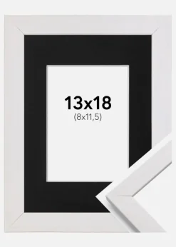 Ramme Stilren Hvid 13x18 cm - Passepartout Sort 9x12 cm