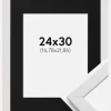 Ramme Stilren Hvid 24x30 cm - Passepartout Sort 7x9 inches