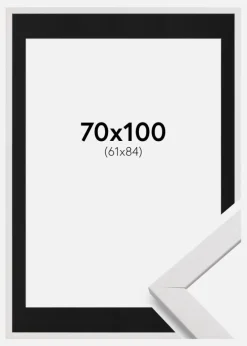 Ramme Stilren Hvid 70x100 cm - Passepartout Sort 62x85 cm