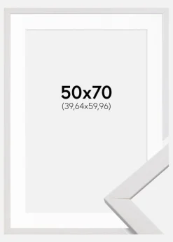 Ramme Stilren Hvid 50x70 cm - Passepartout Hvid 16x24 inches