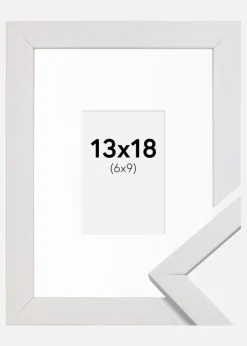 Ramme Stilren Hvid 13x18 cm - Passepartout Hvid 7x10 cm