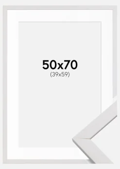 Ramme Stilren Hvid 50x70 cm - Passepartout Hvid 40x60 cm