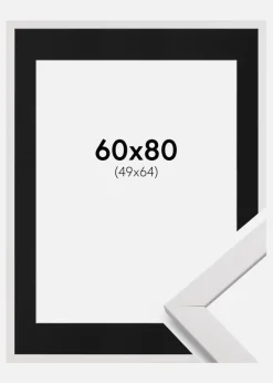 Ramme Stilren Hvid 60x80 cm - Passepartout Sort 50x65 cm
