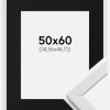 Ramme Stilren Hvid 50x60 cm - Passepartout Sort 14x18 inches