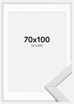 Ramme Stilren Hvid 70x100 cm - Passepartout Hvid 62x85 cm