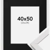 Ramme Stilren Hvid 40x50 cm - Passepartout Sort 27x35 cm