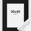 Ramme Stilren Hvid 30x40 cm - Passepartout Sort 20x28 cm