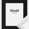 Ramme Stilren Hvid 50x60 cm - Passepartout Sort 35x45 cm