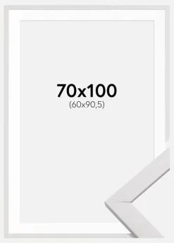Ramme Stilren Hvid 70x100 cm - Passepartout Hvid 61x91,5 cm