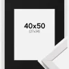 Ramme Stilren Hvid 40x50 cm - Passepartout Sort 28x35 cm