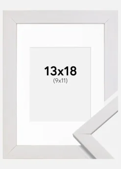 Ramme Stilren Hvid 13x18 cm - Passepartout Hvid 10x12 cm