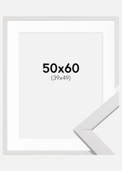 Ramme Stilren Hvid 50x60 cm - Passepartout Hvid 40x50 cm