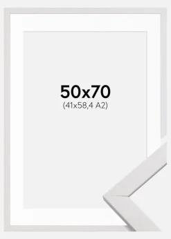 Ramme Stilren Hvid 50x70 cm - Passepartout Hvid 42x59,4 cm (A2)