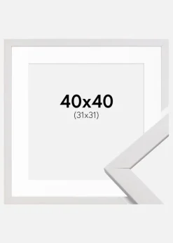 Ramme Stilren Hvid 40x40 cm - Passepartout Hvid 32x32 cm