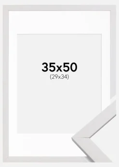 Ramme Stilren Hvid 35x50 cm - Passepartout Hvid 30x35 cm
