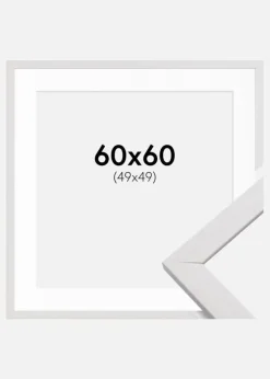 Ramme Stilren Hvid 60x60 cm - Passepartout Hvid 50x50 cm