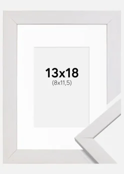 Ramme Stilren Hvid 13x18 cm - Passepartout Hvid 9x12 cm