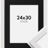 Ramme Stilren Hvid 24x30 cm - Passepartout Sort 18x24 cm