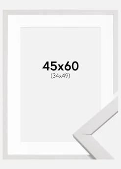 Ramme Stilren Hvid 45x60 cm - Passepartout Hvid 35x50 cm