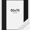 Ramme Stilren Hvid 50x70 cm - Passepartout Sort 33x56 cm