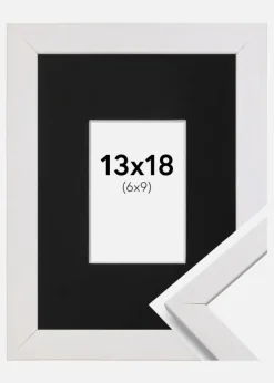 Ramme Stilren Hvid 13x18 cm - Passepartout Sort 7x10 cm