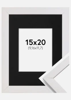 Ramme Stilren Hvid 15x20 cm - Passepartout Sort 4x5 inches