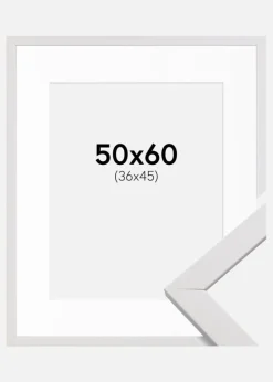 Ramme Stilren Hvid 50x60 cm - Passepartout Hvid 37x46 cm