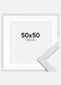 Ramme Stilren Hvid 50x50 cm - Passepartout Hvid 40x40 cm