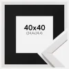 Ramme Stilren Hvid 40x40 cm - Passepartout Sort 10x10 inches