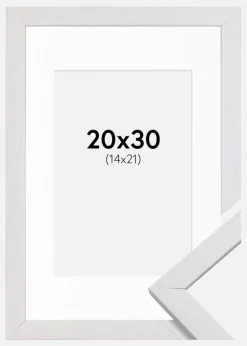 Ramme Stilren Hvid 20x30 cm - Passepartout Hvid 15x22 cm