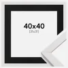 Ramme Stilren Hvid 40x40 cm - Passepartout Sort 32x32 cm