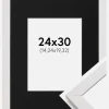 Ramme Stilren Hvid 24x30 cm - Passepartout Sort 6x8 inches