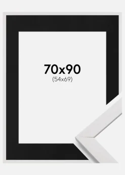 Ramme Stilren Hvid 70x90 cm - Passepartout Sort 55x70 cm