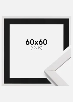 Ramme Stilren Hvid 60x60 cm - Passepartout Sort 50x50 cm