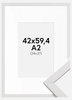 Ramme Stilren Hvid 42x59,4 cm (A2) - Passepartout Hvid 25x38 cm