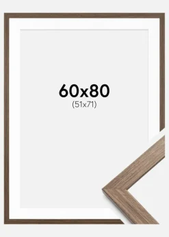 Ramme Stilren kold Brun 60x80 cm - Passepartout Hvid 52x72 cm
