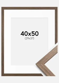 Ramme Stilren kold Brun 40x50 cm - Passepartout Hvid 30x38 cm