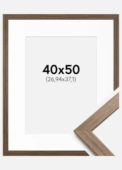 Ramme Stilren kold Brun 40x50 cm - Passepartout Hvid 11x15 inches