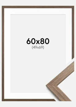 Ramme Stilren kold Brun 60x80 cm - Passepartout Hvid 50x70 cm