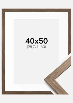 Ramme Stilren kold Brun 40x50 cm - Passepartout Hvid 29,7x42 cm