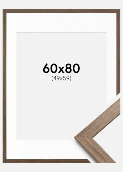 Ramme Stilren kold Brun 60x80 cm - Passepartout Hvid 50x60 cm