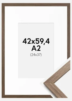 Ramme Stilren kold Brun 42x59,4 cm - Passepartout Hvid 25x38 cm